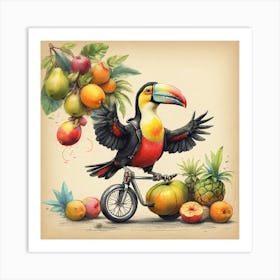 Toucan On A Bicycle Art Print