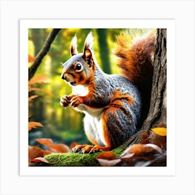 Squirrel In The Forest 342 Art Print