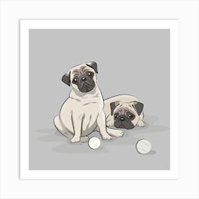 Pugs dog Art Print