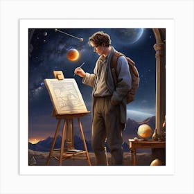 Young Man Drawing Art Print