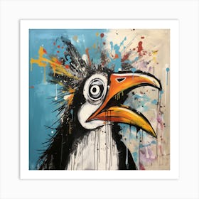 Abstract Crazy Whimsical Penguin Art Print