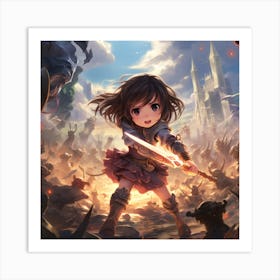 Girl With Sword Anime Art Print