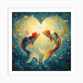 Koi Fish In Heart 5 Art Print