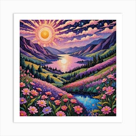 Sunset In The Mountains 16 Art Print