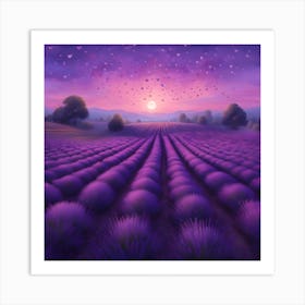 Lavender Field At Sunset 1 Art Print