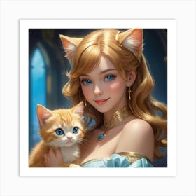 Cat Girl Art Print