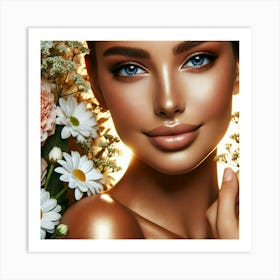 Beautiful Woman With Flowers 4 Art Print