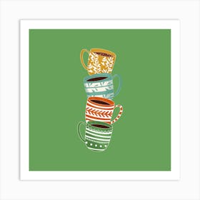 Cute Coffee Mug Green Print Art Print