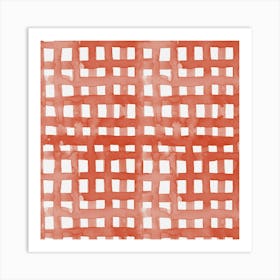 Watercolor Retro Orange Grid Art Print