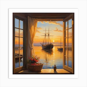 Sunset From The Window Art Print