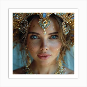 Beautiful Woman In A Gold Crown Art Print