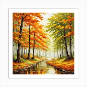 Forest In Autumn In Minimalist Style Square Composition 215 Art Print