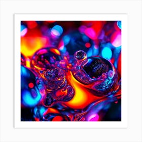 Glow Shapes Neon Bright Color 3d Fluid Bubbles Luminous Vibrant Vivid Radiant Flowing G (3) Art Print