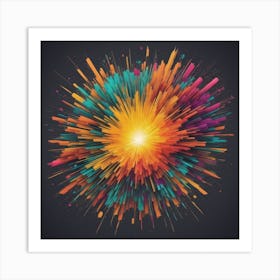 An Abstract Color Explosion 1, that bursts with vibrant hues and creates an uplifting atmosphere. Generated with AI, Art style_Pixel Art,CFG Scale_3, Step Scale_50. Art Print