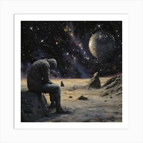 Man Sitting Alone In Space Art Print