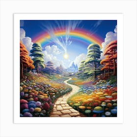 Pathway Under The Rainbow Art Print