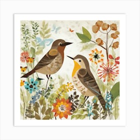 Birds In The Garden Art Print