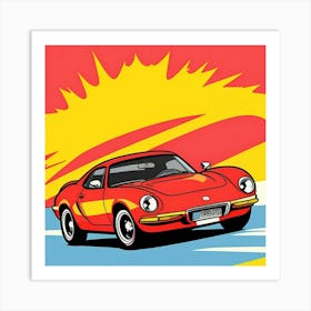 Comic-Style Sports Car with Action Lines Art Print