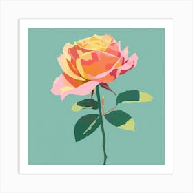 Rose 5 Square Flower Illustration Art Print