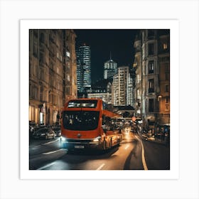 City Bus At Night Art Print