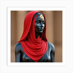 Mujer Rostro Betun Capelina Roja Art Print