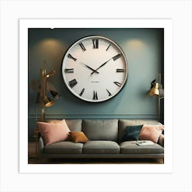 Living Room Wall Clock Art Print