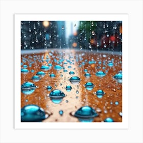 Raindrops On The Street Art Print