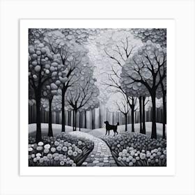 Dog In The Woods Art Print