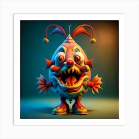 Circus Freak Show Fish (Series) Clown Art Print