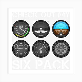 Funny Pilot Top Airplane Six Pack Flight Instruments Gift Art Print