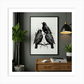 Default Birds Monochrome Office Art Print 3 Art Print