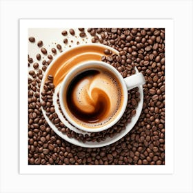 Coffee And Coffee Beans Art Print