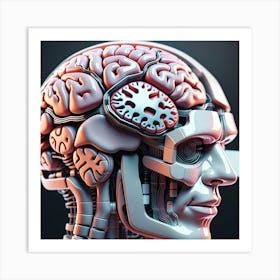 Human Brain With Artificial Intelligence 3 Art Print