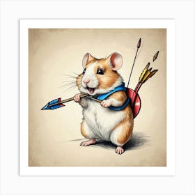 Hamster With Bow And Arrow 2 Art Print