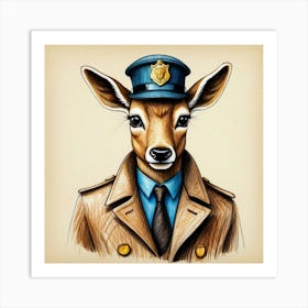 Deer Police Officer 4 Art Print