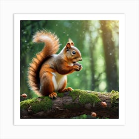 Red Squirrel In The Forest 42 Art Print