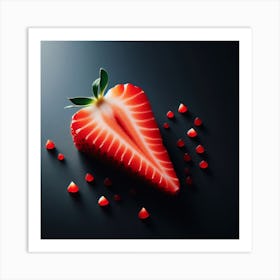 Strawberry On Black Background Art Print