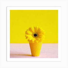 Yellow Flower In An Ice Cream Cone Poster