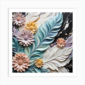 Abstract Of Flowers And Leaves Art Print