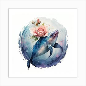 A wonderful fish with a rose beside it Art Print