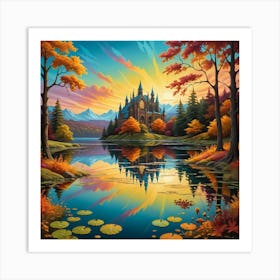 Castle By The Lake 3 Art Print