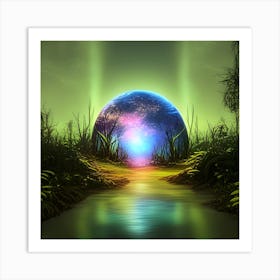 Sphere In The Forest Art Print