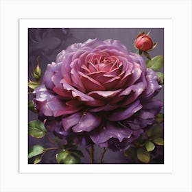 Purple big Rose Art Print