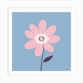 A White And Pink Flower In Minimalist Style Square Composition 473 Art Print