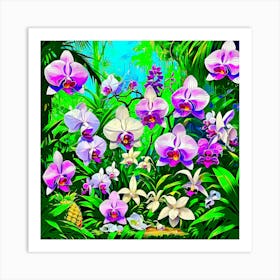 Orchids In The Jungle 4 Art Print