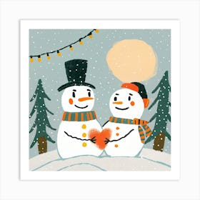 Snowman Couple 1 Art Print