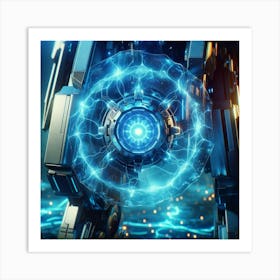 A Close Up Futuristic Sci Fi Depiction Focusing On Energy Shields Art Print