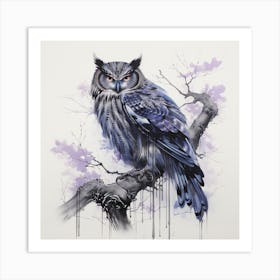 Owl On A Branch Art Print