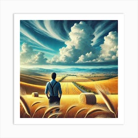 Man In A Wheat Field Art Print