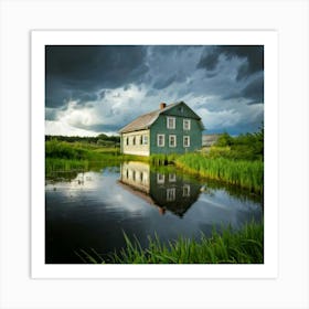 Firefly Reflected Old House Beneath Moody Clouds 8766 (2) Art Print